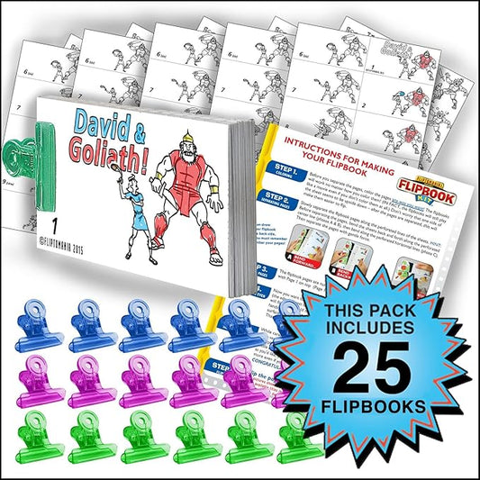 Fliptomania David & Goliath Flipbook Animation Activity Pack - 25 Sets DIY Flip Books