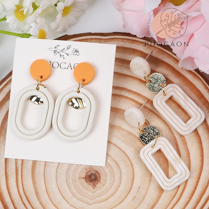 Puocaon Basic Polymer Clay Cutters - 6 Pcs Geometric Clay Cutters for Polymer Clay Earrings, Circle Clay Cutters for Jewelry, Drop Dangle Clay Cutters for Polymer Clay Jewelry