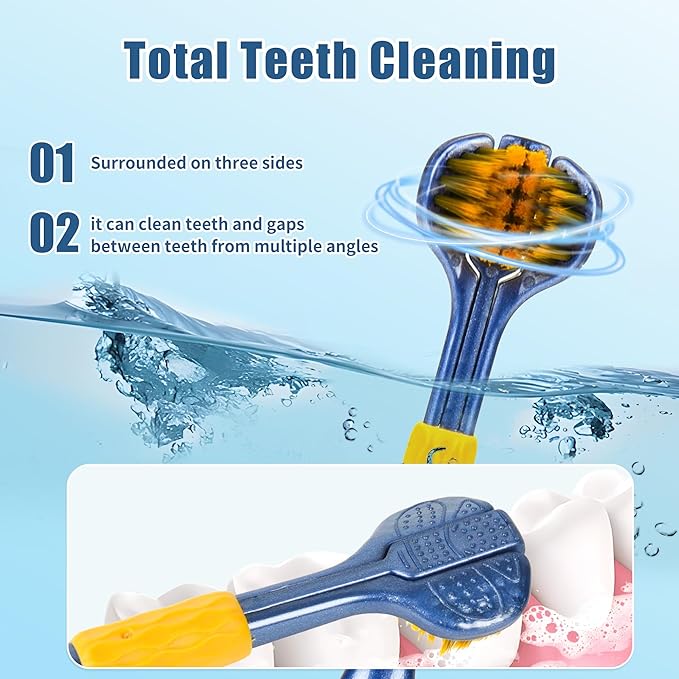 4-Piece Set of 3-Sided toothbrushes Adults, Extra Soft toothbrushes for Adults, Medium Toothbrush for Comprehensive Care of Teeth and Gums.