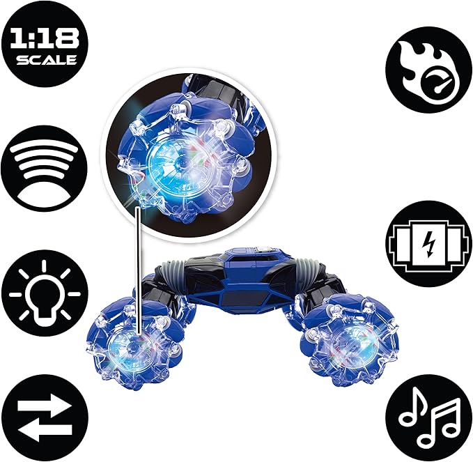 LEXiBOOK, Extreme Crosslander, Off-Road Remote Control car, up to 12km/h, Light Effects, Remote Control & Gesture Control Bracelet Included, Music, Rechargeable, RC50, Unisex Children