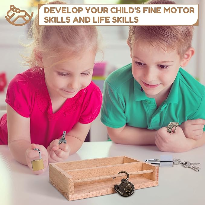 Montessori Lock and Key Toy Set for Kids, Educational Lock Set Keys, Wooden Learning Montessori Materials for 3 4 5 6 Toddlers, Preschool, Home Classroom STEM Educational Birthday Toys