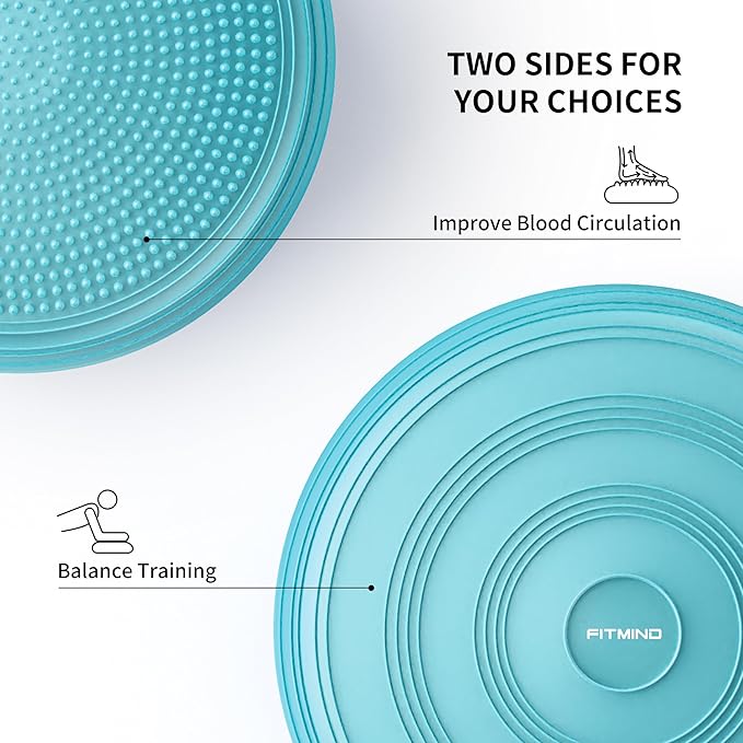 Inflated Wobble Cushion,Circular Non-slip Texture for Comfortable Sitting,Extra Thick Dyna Disc with Pump for Core Strength,Wiggle Seat to Improve Posture,Fitness,660lb Load Capacity