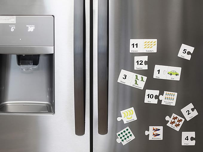 Kids Self-Standing Double-Sided Tabletop Magnetic Easel Dry Erase White Board. Includes 8 Dry Erase Markers + Educational Magnetic Numbers Puzzle (Easel + Puzzle)