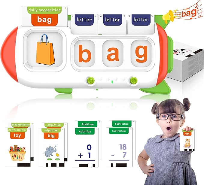 Talking Phonics Flash Cards -Preschool Learning Activities for Toddlers 3-8,Mastering Numbers, Letter Sound, Improving Reading Skills by Blending and Segmenting Words, Ideal Gifts for Kids