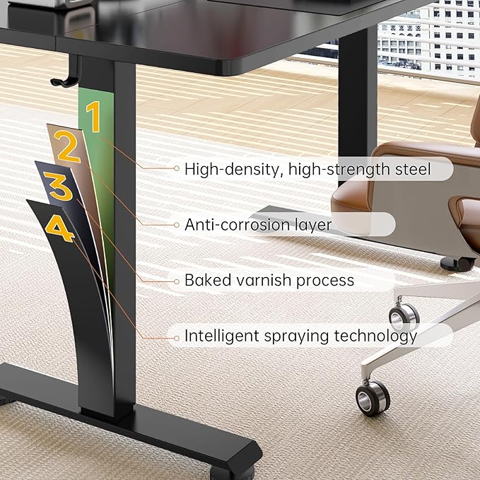 Veken 39.4" Small Electric Standing Desk, Adjustable Height Office Desk with Wood Desktop, Computer Table for Home Work, Study and Gaming, Small Spaces, Modern Furniture, Black
