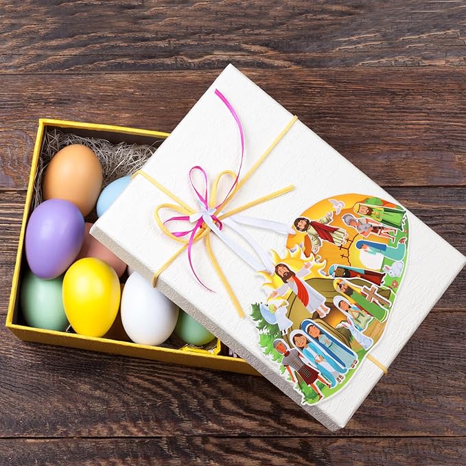 Civaner Make an Easter He Lives Sticker Scenes Religious Easter Stickers Craft Kit for Kids Resurrection Stickers Tree Ornaments Office Christian Jesus Stickers He is Risen Hanging DIY Art(32 Sets)