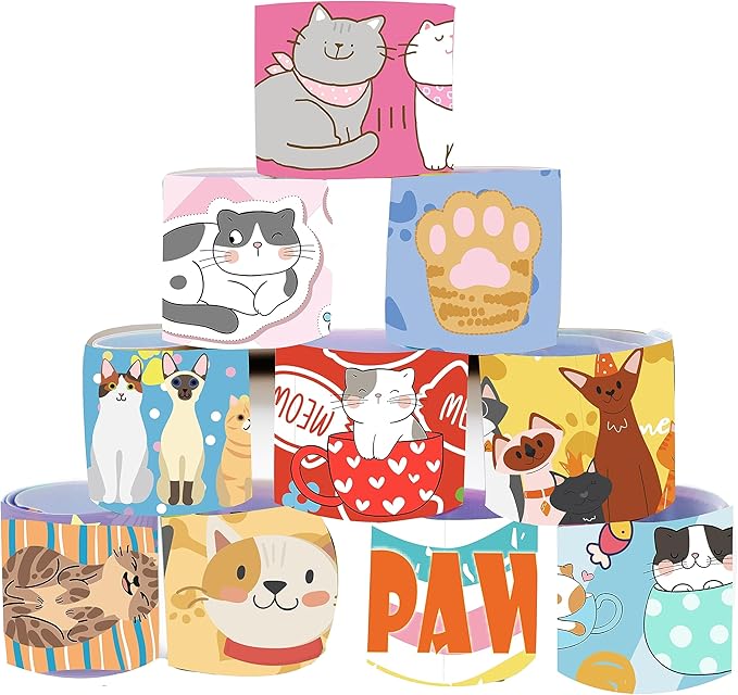 48 Pcs Slap Bracelets for Kids Holiday Party Favor Toys Slap Bracelets Bulk Cat and Dog Theme Snap Bracelet Birthday Party Supplies Classroom Prizes Wrist Bands Toddler Party Favors Christmas Easter Halloween Holiday Gifts