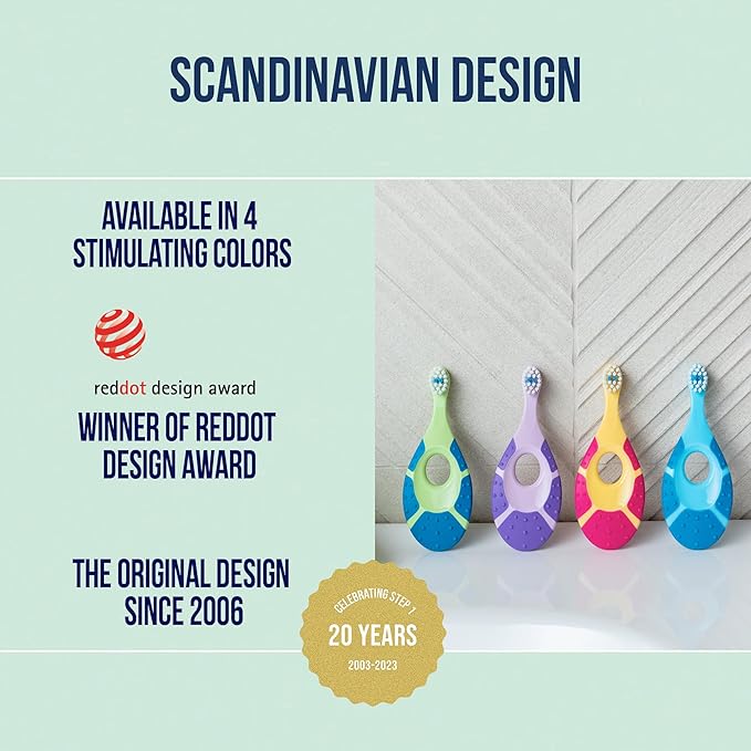 Jordan* ® | Step 1 Baby Toothbrush | 0-2 Years, Soft Bristles, BPA Free | Pink & Purple | 4 Pack