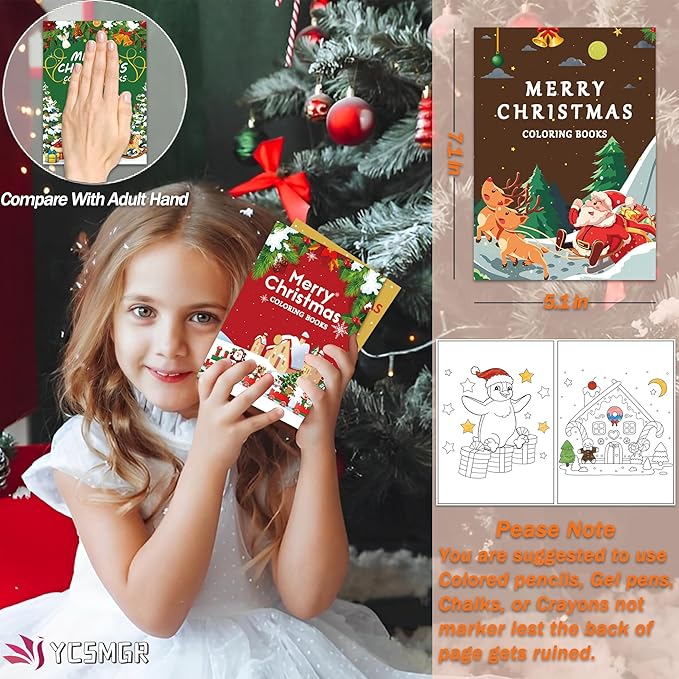 48 Pack Christmas Coloring Books for Kids Girls Boys, Xmas Holiday Party Favors Gifts Bulk Coloring Books, Xmas Stockings Goodie Bags Stuffer Filler Fun Holiday Party Supplies