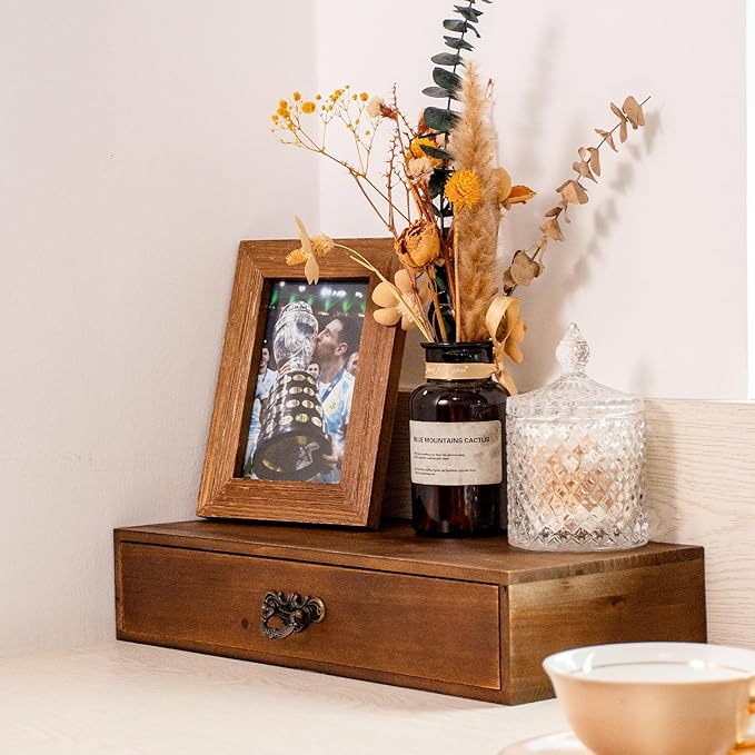 BONNY DODO Wooden Drawers Organizer Soild Desktop Drawer Storage Box Organizer With Drawers, Office Organization for Countertop Table To Store Mail, Phone, Suppliers, Glasses (Wood)