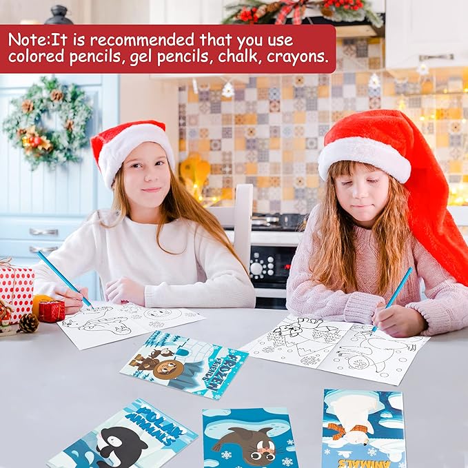 24Pcs Polar Animals Coloring Books Winter Theme DIY Art Booklet Drawing Pattern Including Arctic Bear Penguin Birthday Party Favors Gifts Home Classroom Activity Supplies for Kids Age 4-8