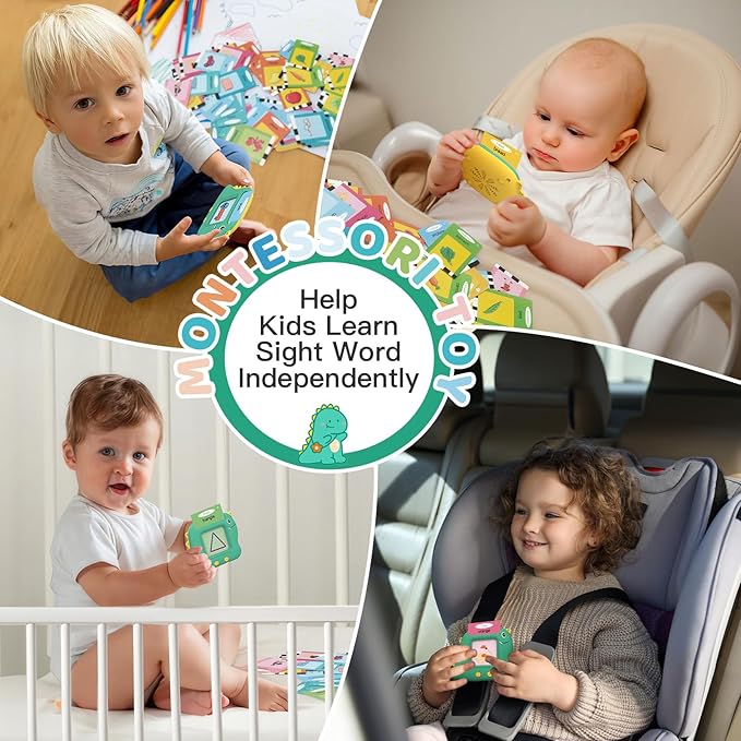 Talking Flash Cards, Montessori Learning Toy for Toddler, Autism Sensory Product Speech Therapy Toys, Preschool Kindergarten Educational Toy Sight Words Phonics for 2 3 4 Year Old Boys Girls