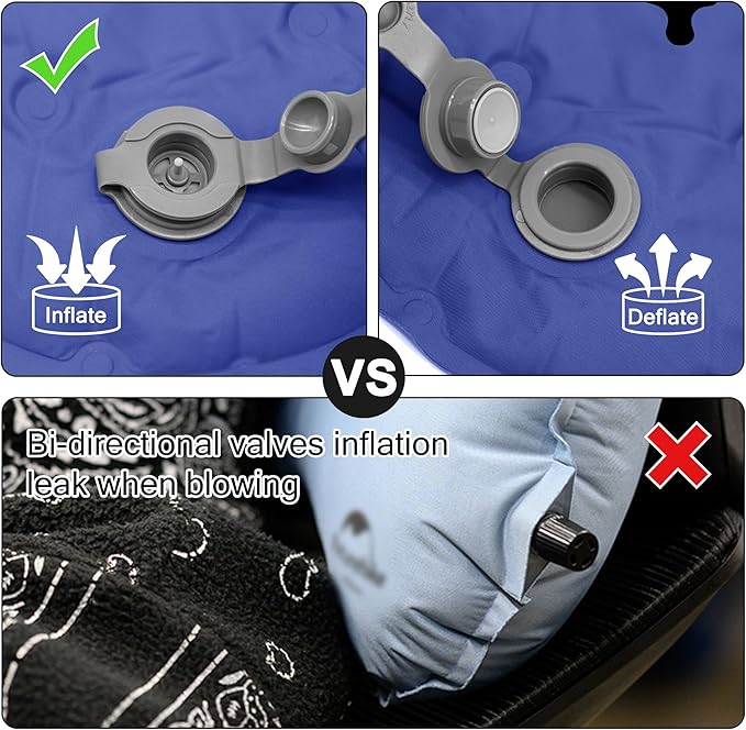 BreezCamp Inflatable Seat Cushion, Lightweight Stadium Seat Pad, Camping Accessories Chair Pad for Airplane Travel, Hiking, Climbing, Home and Office,Navy Blue