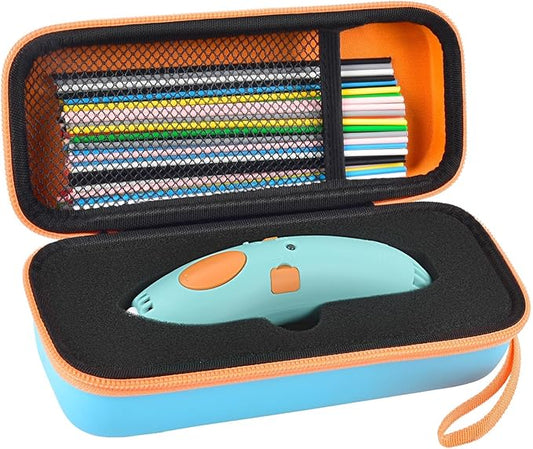 GWCASE Case Compatible with 3Doodler Start+ Essentials for 3D Pen Set for Kids, Storage Organizer Carrying Holder Fit for Printing Pens, Plastic Refill Blister, Micro-USB Charger (Box Only) -Blue