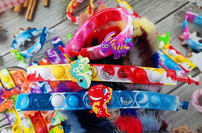 20 Packs Bulk Dinosaur Fidget Bracelet for Kids Boys Girls,Classroom Birthday Activity Party Favors Prizes