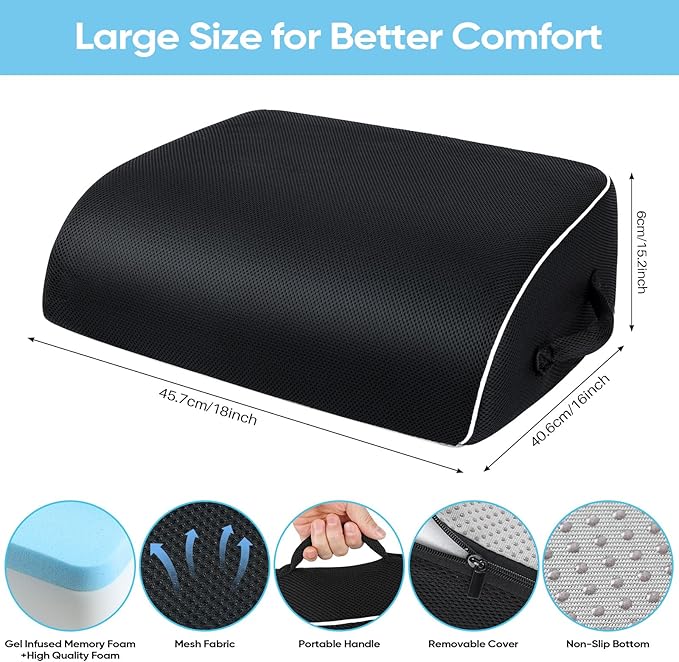 Thick Chair Cushions, Office Booster Seat Cushion to Tailbone Pain Relief, Non Slip Memory Thick Foam Cushion with Carry Handle