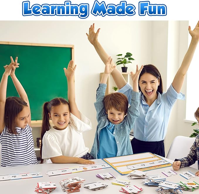 Aizweb Sentence Building,Sight Word Games for Kindergarten 1st 2nd Grade Classroom Must Haves,Montessori Phonics Reading Learning Games,Speech Therapy Special Education Manipulative Toy for Teacher