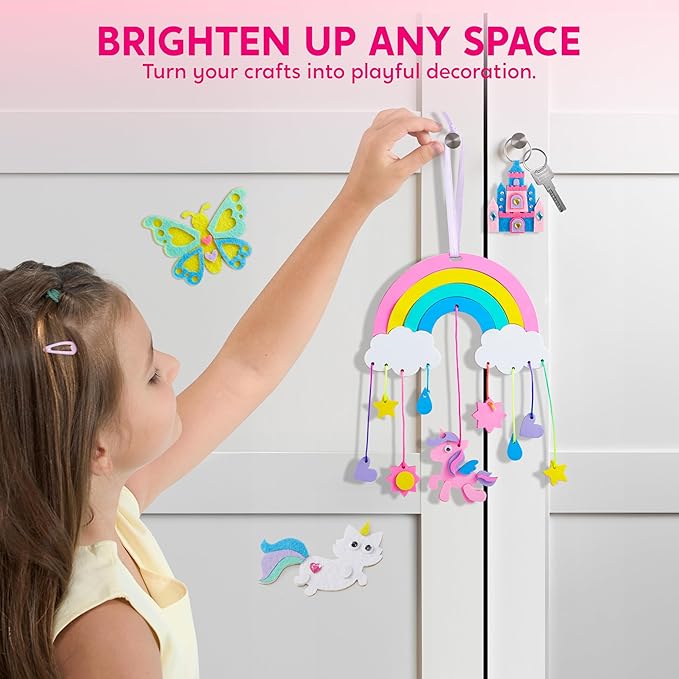 Klever Kits Unicorn DIY Craft Kit for 7 Projects, Make Your Own Unicorn Art, Castle, Dreamcatcher, Tiara, Wand, Birthday Gift, Craft Kits for Kids Ages 5+