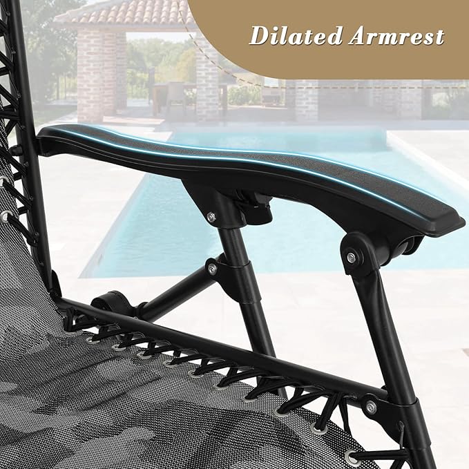 Athena Collection Zero Gravity Outdoor Lounge Chair Set of 2, 25" Width Pool Lounge Lawn Chairs Reclining, Outdoor Chaise with Cup Holder for Beach Patio Backyard Outside, Camouflage