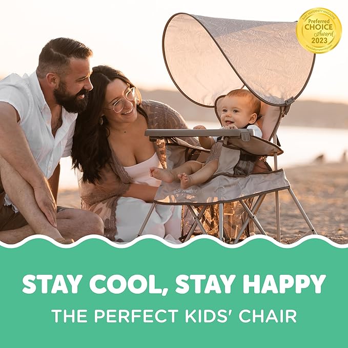 Baby Delight Go with Me Venture Portable Chair | Indoor and Outdoor | Sun Canopy | 3 Child Growth Stages | Sandstone