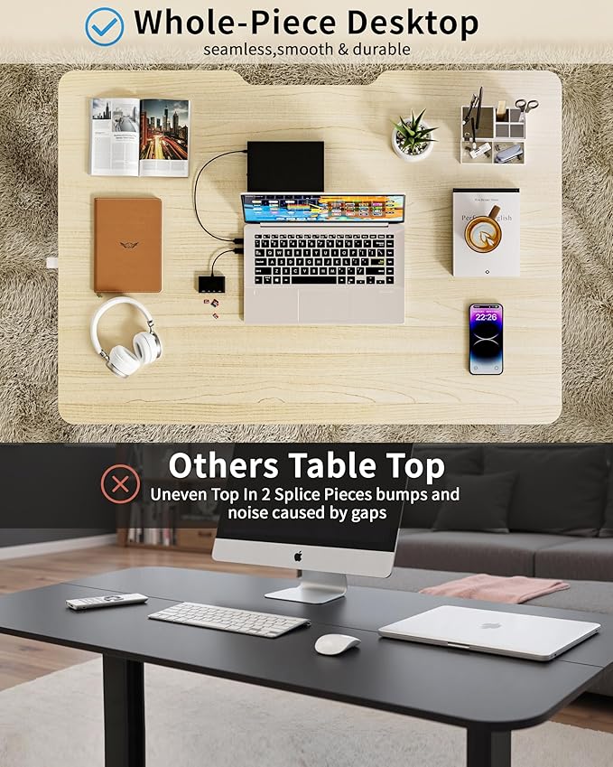 Okin Electric Standing Desk, 40 x 24 Inches Whole Piece Height Adjustable Desk, Oak Sit to Stand Desks Computer Workstation with Wheels for Home Office