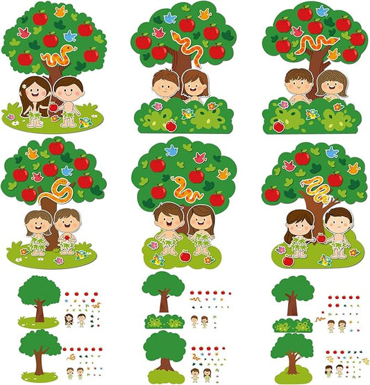 30 Sets Adam and Eve Bible Craft for Kids DIY Religious Christian Crafts Make Your Own Bible Crafts for Toddler Preschooler Christian Sunday School Classroom Church Religious Party Favor