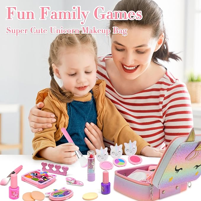 Kids Makeup Kit for Girl - Washable Non Toxic Kid Make Up Toys, Little Girls Play Makeup Set, Kids Toy for Toddlers Children Princess, Christmas Birthday Gift for 4 5 6 7 8 9 10 Year Old Girl