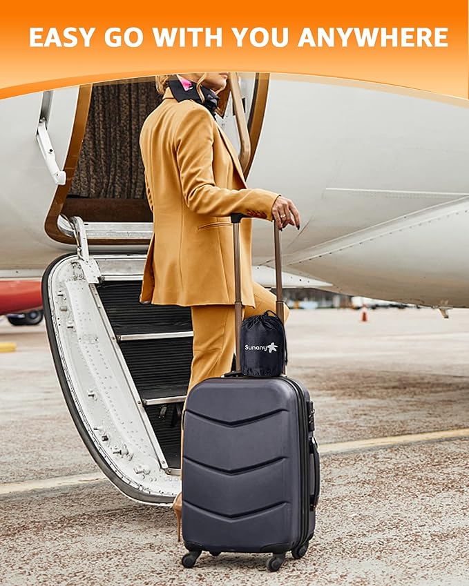 Sunany Travel Pillow, Inflatable Neck Pillow Used for Airplanes/Cars/Buses/Trains/Office Napping with Eye Mask/Earplugs (Balck)