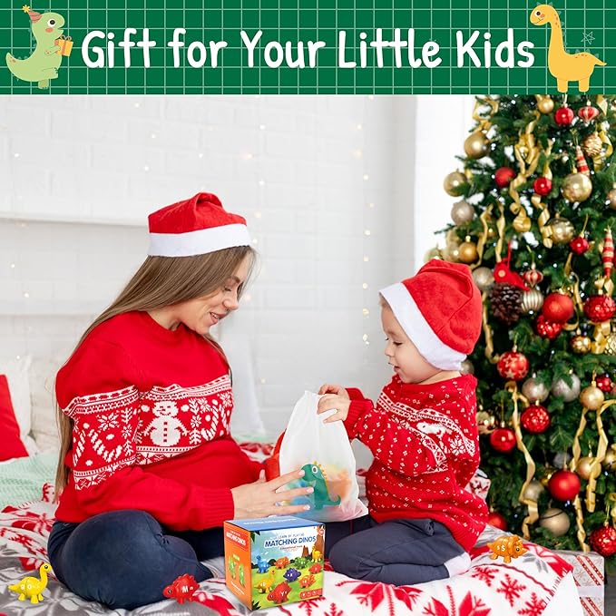 Christmas Party Games 26 Pcs Alphabet Learning Dinosaur Toys,Uppercase Paired Lowercase Matching Letters Color Sorting Fine Motor Toy, Montessori Toys for Kids for 2-5 Boys Girls