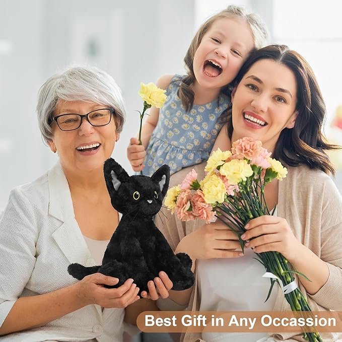 Coolable & Heatable Cat Stuffed Animals, Microwavable Heating Pad for Period Discomfort, Lavender Scent Cat Plush, Black Cat Plush Gift for Kids & Aldults