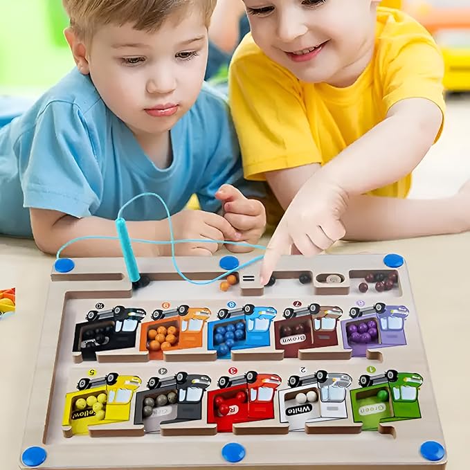 Olivia Magnetic Color & Number Maze - Montessori Wooden Puzzle Board, Educational - Toddler Fine Motor Skills Toys for Boys Girls 3 4 5 Years Old