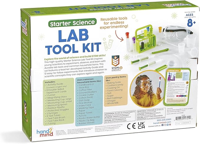 hand2mind Starter Science Lab Tool Set, Science Lab for Kids, Science Supplies, Kids Science Experiments, Science Kits for Kids, Chemistry Set, Educational Science Kits, Science for Kids (12 Tools)