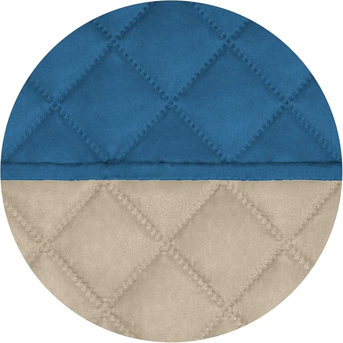 PureFit Reversible Quilted Sofa Cover, Water Resistant Slipcover Furniture Protector, Washable Couch Cover with Non Slip Foam and Elastic Straps for Kids, Pets (Small, Peacock Blue/Beige)