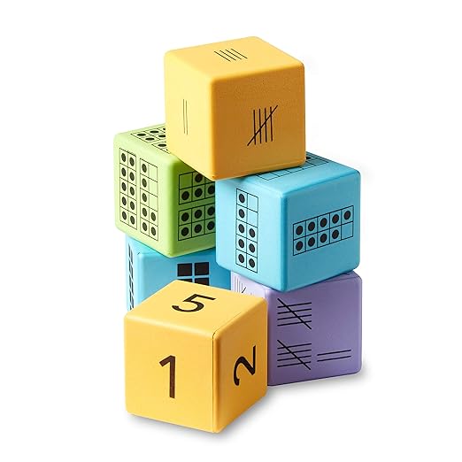 hand2mind Multiple Representation Dice, Large Foam Dice for Classroom, Subitizing Dice, Math Manipulatives Kindergarten, Educational Toys for Elementary Kids, Math Learning Tools (Set of 16)