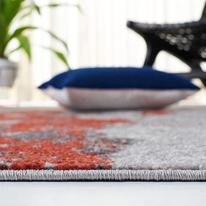 SAFAVIEH Adirondack Collection Accent Rug - 4' x 6', Orange & Grey, Modern Abstract Design, Non-Shedding & Easy Care, Ideal for High Traffic Areas in Entryway, Living Room, Bedroom (ADR134P)