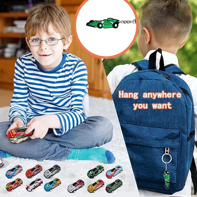 128 Pcs Race Car Party Favors, Race Car Birthday Party Decoration, Christmas Race Car Party Decoration, Including Cup Straw Buckle Bracelet Mini Car Stickers Keychain For New Year Gifts Party Supplies