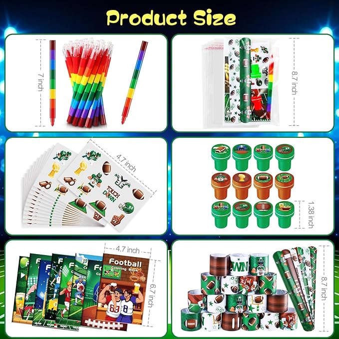 BenLouis 84Pcs Football Party Favors Sports Football Theme Birthday Party Favors Coloring Books Bulk for Kids Super Football Bowl Party Team Gift Goodie Bag Fillers Classroom games Rewards Supplies