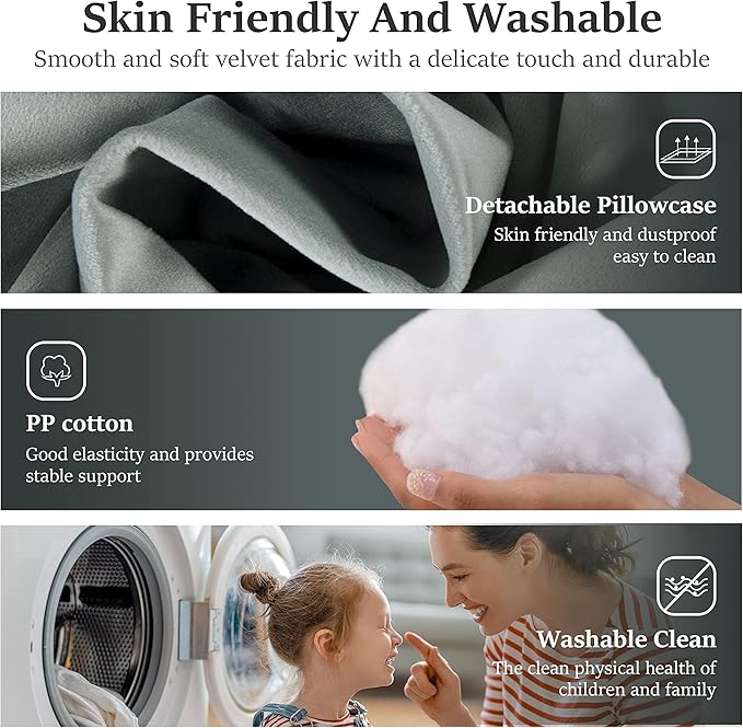 Bed Wedge Pillow for Headboard Large Bolster Pillow Reading Pillows for Sitting Up in Bed Adult, Triangular Backrest Cushion Book Pillows for Daybed Couch Support Upholstered（LightGray, Twin）