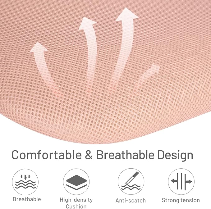 FurnitureR Kids Desk Chair, Small Office Chair Armless Study Chair, Cute Chic Adjsutable Swivel Rolling Task Chair with Soft Cushion for Kids Teens Children Student, Rose