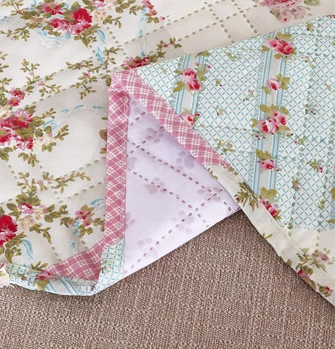 Brilliant Sunshine Pink and Green Rose Patchwork Sofa Armrest 5 Pockets Organizer, Slip Resistant Armchair Caddy, Washable Remote Controls Holder, Storage for Magazine, Tablet, 35×13", Pink Green