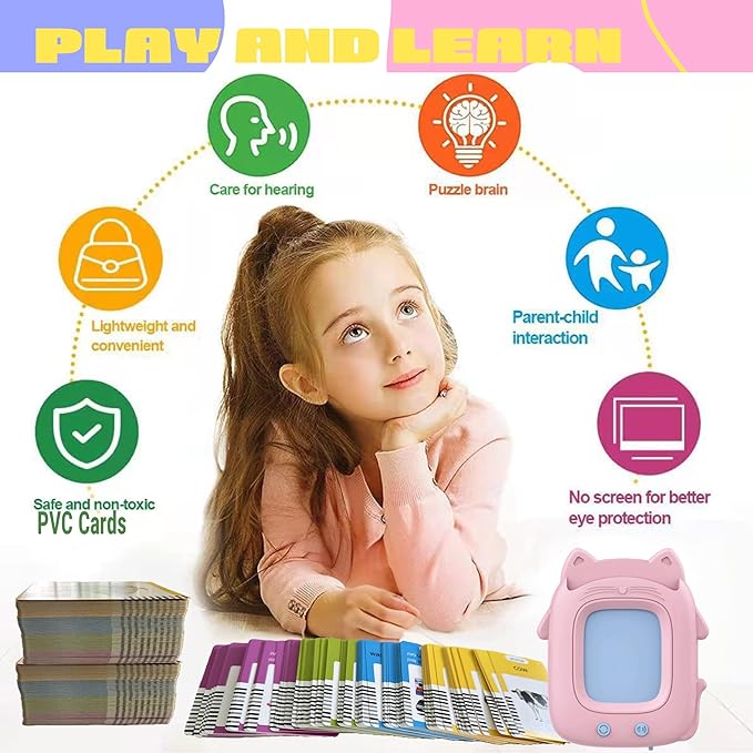 Durable PVC Talking Flash Cards for Toddlers with a Ring to Carry Flashcards Learning Toys with 274 Audible Sight Words Montessori Toys Sensory Toys for Kids with Autism, Speech Therapy See and Say