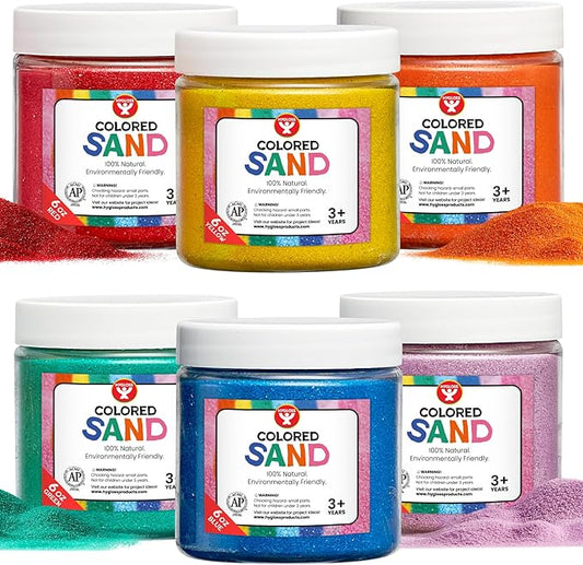 Hygloss Products Colored Play Sand - Colorful Craft Art Bucket O' Sand, 6-Ounce