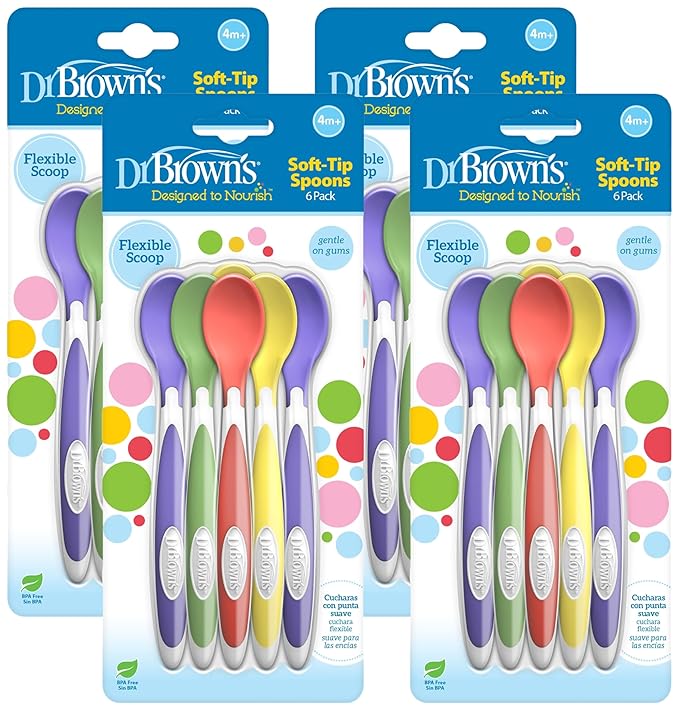 Dr. Brown's Soft-Tip Toddler Feeding Spoons, 24 Pack, Multi