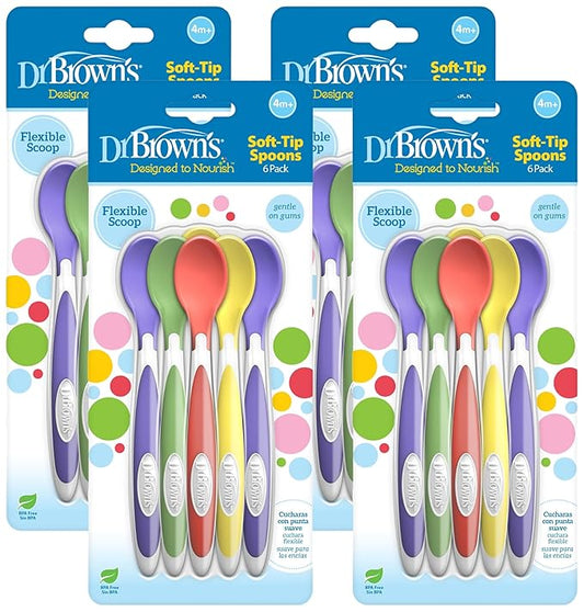 Dr. Brown's Soft-Tip Toddler Feeding Spoons, 24 Pack, Multi