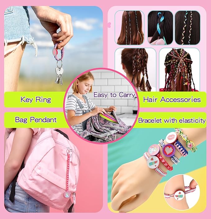 Friendship Girls Bracelet Making Kit - DIY Bracelet Kits Kids Toys Girls Gifts Ideas Ages 6 7 8 9 10 11 12 Year Old Birthday Present for Teen Girl Arts and Crafts String Maker Tool Travel Activity Set