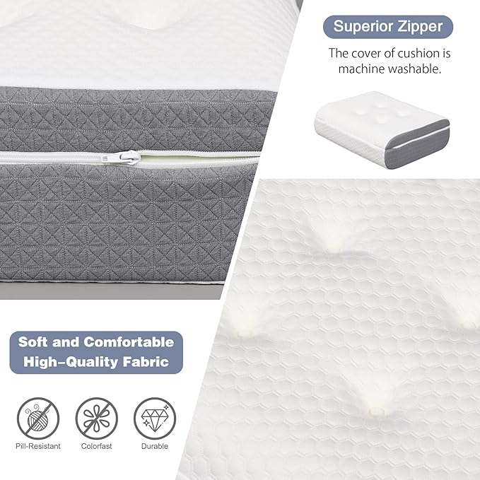 baibu Leg Elevation Pillow, Dual-Layer Design Support Pillow to Raise Feet for Better Elevation, Circulation, Leg Swelling,or Sciatica - Wedge Design for Comfort and Recovery, 1PC, White