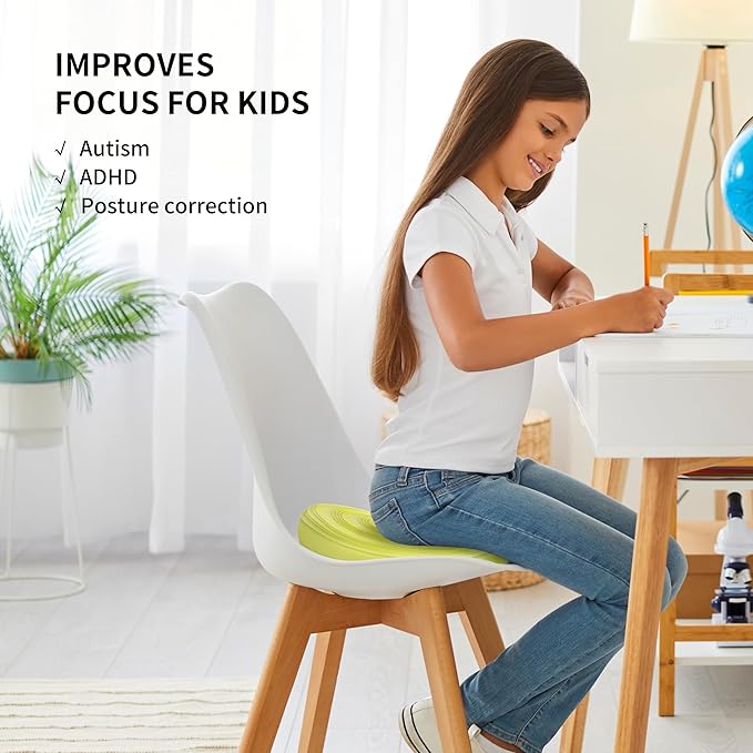 Inflated Wobble Cushion,Circular Non-slip Texture for Comfortable Sitting,Extra Thick Dyna Disc with Pump for Core Strength,Wiggle Seat to Improve Posture,Fitness,660lb Load Capacity