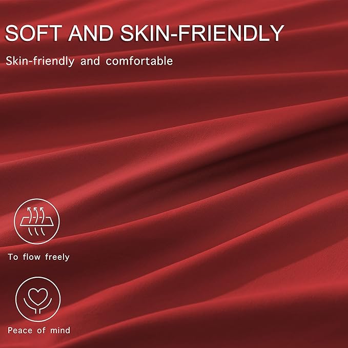 Monbix Full Comforter Set - 7 Pieces Bright Red Bed in a Bag Full Size Bedding Sets with Comforters, All Seasons Comforter with Sheets, Pillowcases & Shams