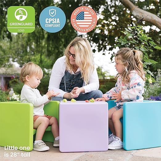 ECR4Kids Tri-Me 3-In-1 Cube Chair, Kids Furniture, Lime Green