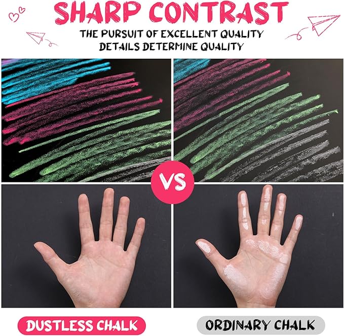 Ireer Dustless Chalk Set Colored Chalk with Holder Sidewalk Chalk for Kids Washable Toddler Chalk for Chalkboard Blackboard Children Drawing Writing Art Tool Toys Gift Party Favors (72 Pcs)